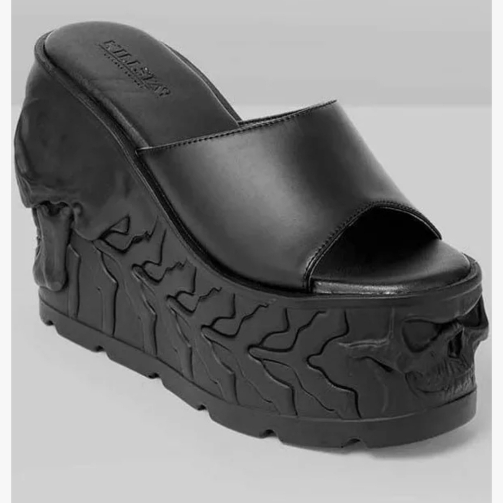 Killstar Black Skull Platform Sliders - Picture 6 of 11